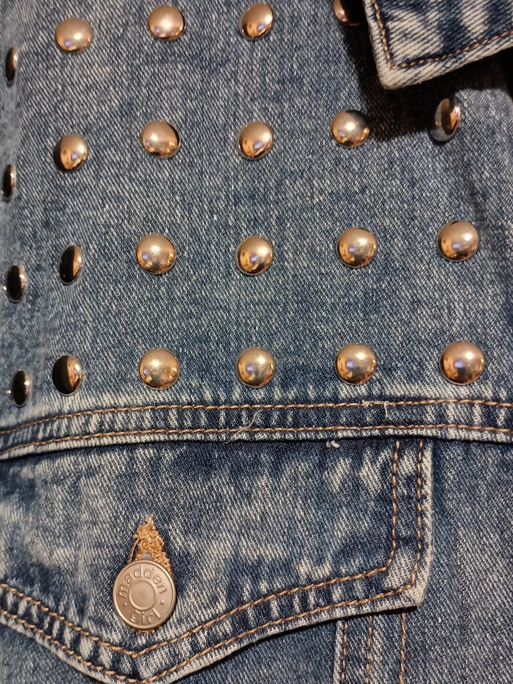 NWT Madden Girl Studded Blue Denim Jacket 4X - Picture 4 of 8